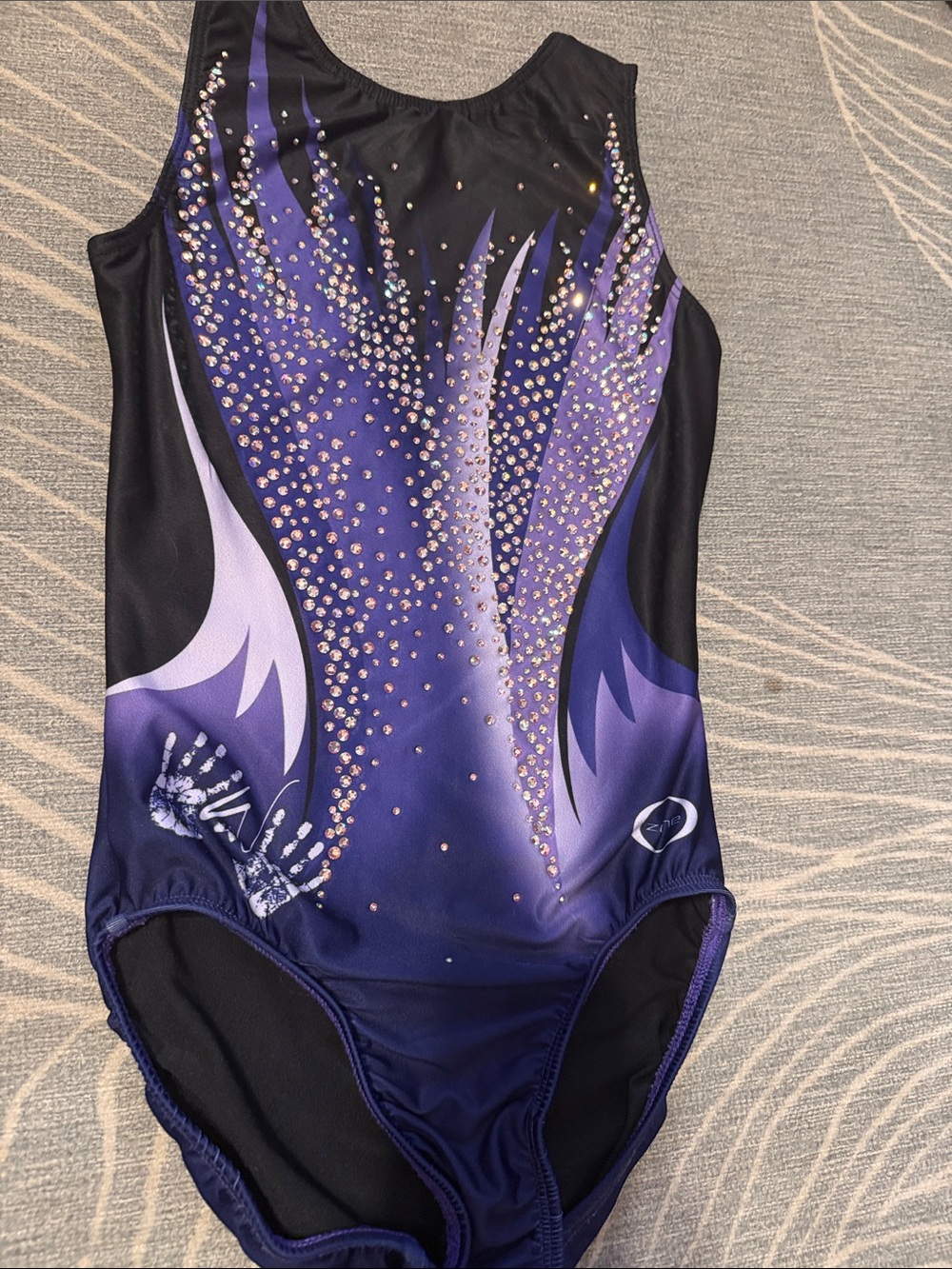 Chalk Warrior Orchid Orbit Rhinestone Leotard. Like new and beautiful! Size AXS
